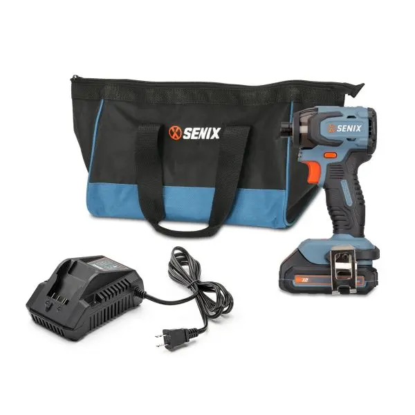 SENIX Serrated 20 Volt Max Brushless 1/4-Inch Impact Driver, Brushless Motor, 2 Ah Battery, 2A Charger and Soft Package, P...