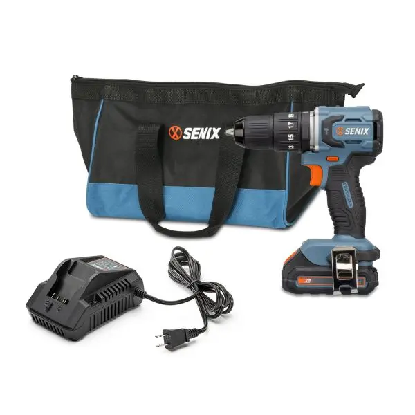 SENIX 20 Volt Max Brushless 1/2-Inch Hammer Drill Driver, 2 Ah Battery, 2A Charger and Soft Bag, PDHX2-M2