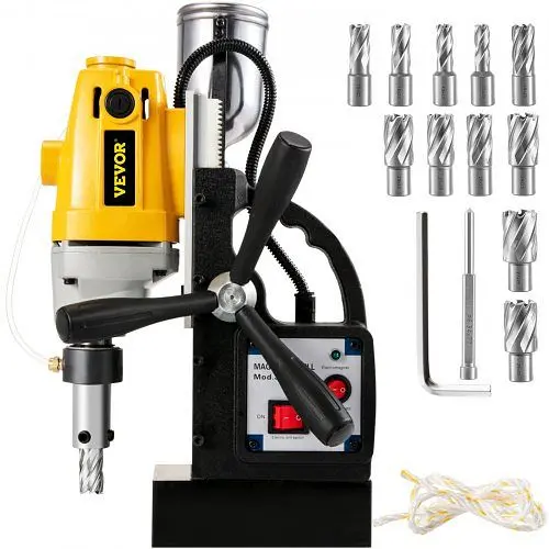 VEVOR 1100W Magnetic Rotary Drill Press, Maximum Boring Depth: 5" (125mm), MD40CLZJZT11JT001V1