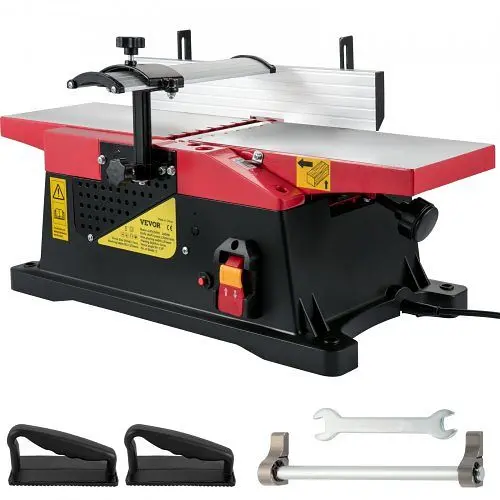 VEVOR Benchtop Jointer, 6in 1650W Electric Wood Planner, 12000rpm 8amp Copper Metal Motor, HSS Blade & 2 Push Blocks W...