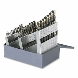 CLE-LINE 1875R Heavy-Duty Matte Black and Gold Mechanics Length Auger Drill Set, 29-Pieces, 1/16 -1/2 Drill Sizes, C21162