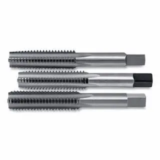CLE-LINE Streamlined Taper-Plug-Bottoming Straight Flute 3 Pieces Hand Tap Set, #6-32 Tool Size, 2 OAL, 3 Flutes, C62012
