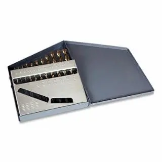 CLE-LINE Water-Resistant 1872 Heavy-Duty Black and Gold Parabolic Jobber Length Drill Set, 11-Pieces, 1mm-6mm Drill Sizes,...