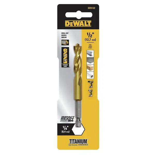 DeWalt 1/2" Titanium Impact Ready Impact Drill Bit, DD5132