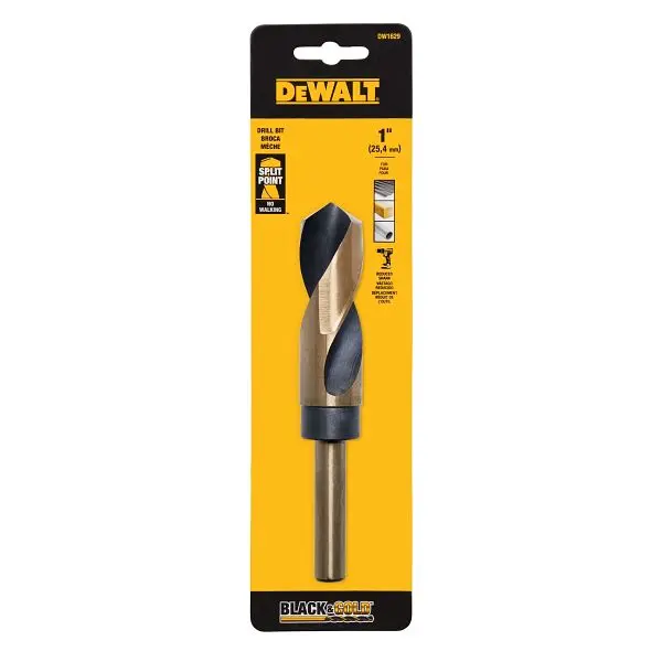 DeWalt 1" x 1/2" Auger Drill Bit, High Speed Spring Steel, DW1629