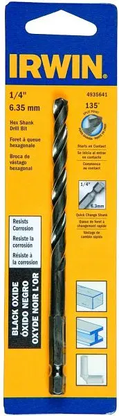 Irwin 1/4" Hex Shank Rotary Drill Bit, 4935641 Irwin Tools
