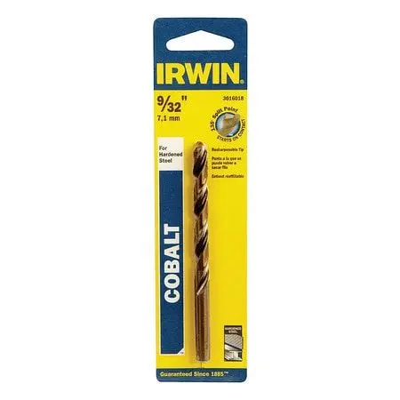 Irwin Time-Tested Power Drill Bit 9/32" x 4-1/4" Cobalt, 3016018 Irwin Tools