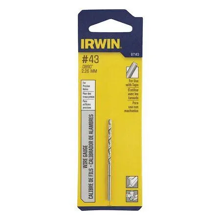 Irwin UL-Listed Bit Drill #43 Wire Gauge Carded, 81143 Irwin Tools