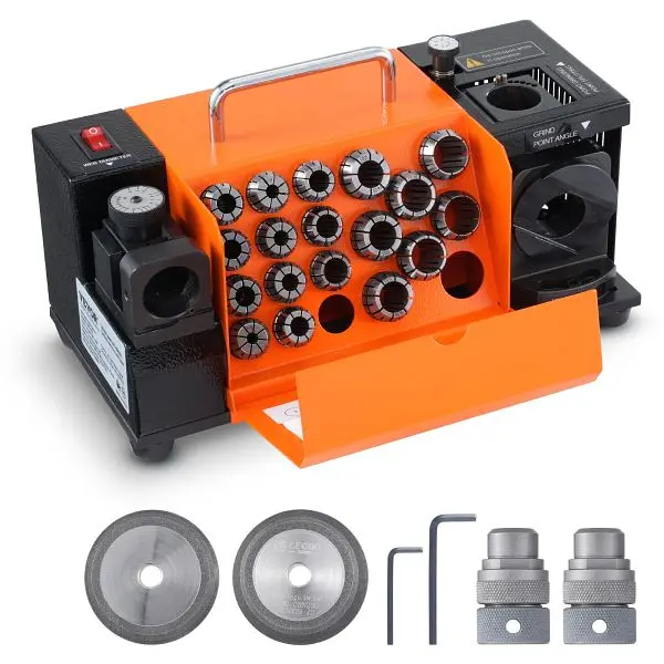 VEVOR MR-20G Hammer Drill Bits Sharpener 3-20mm End Mill Grinder Sharpener & 18 Collets, ZTYMJ402833CWZH1HV1
