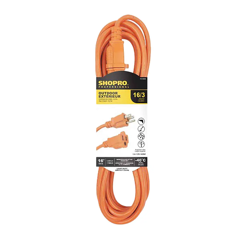 16/3 Extension Cord 16' 1 Outlet, Apricot