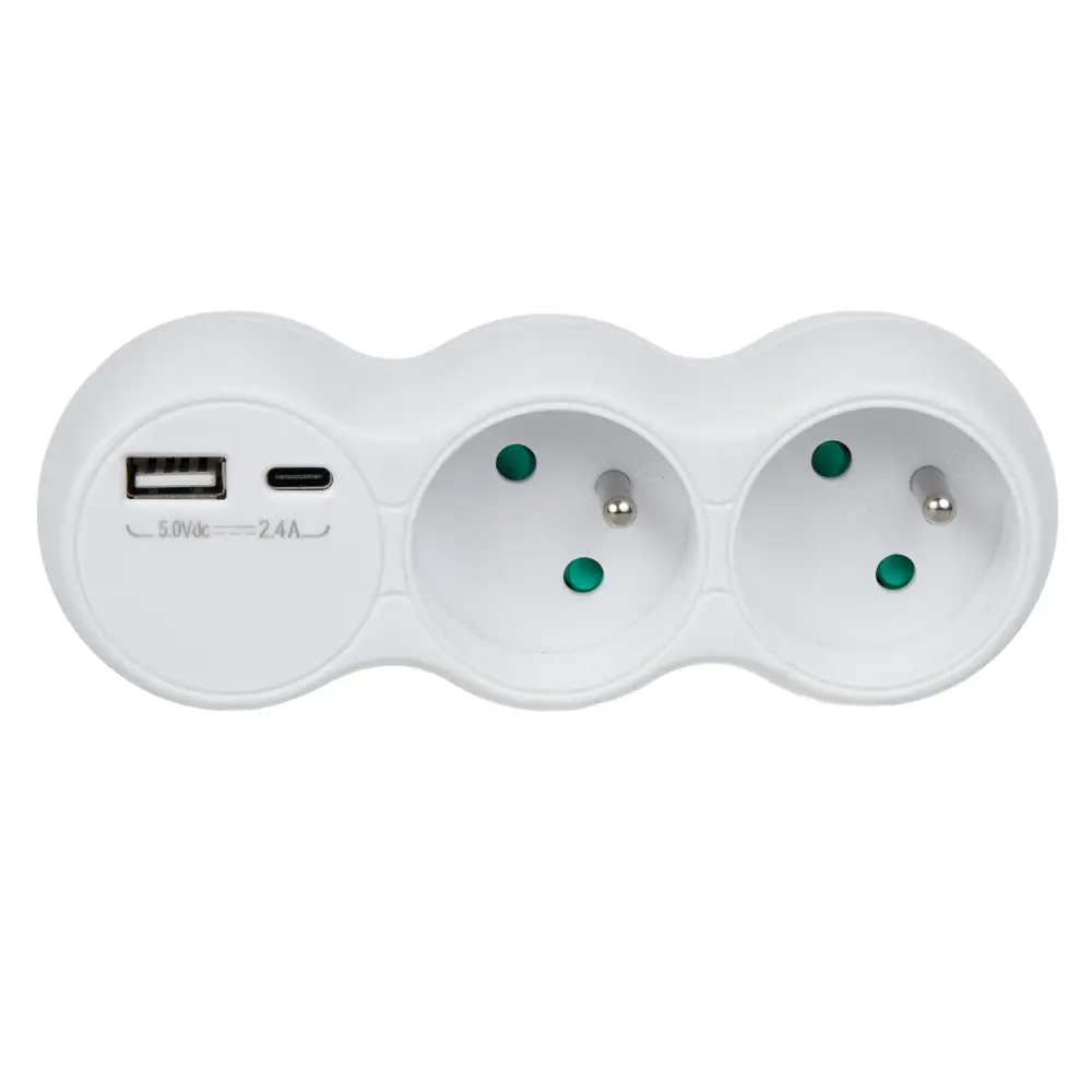 Maclean Current Outlet, Socket Splitter 2 Sockets, 2x USB /C, Type E, 2x16A, MCE339 E