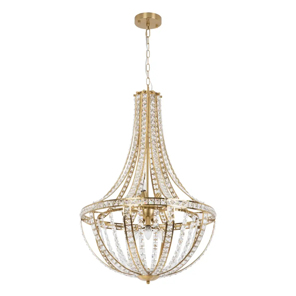 9 - Light Gold Crystal Dimmable Empire Chandelier #19222