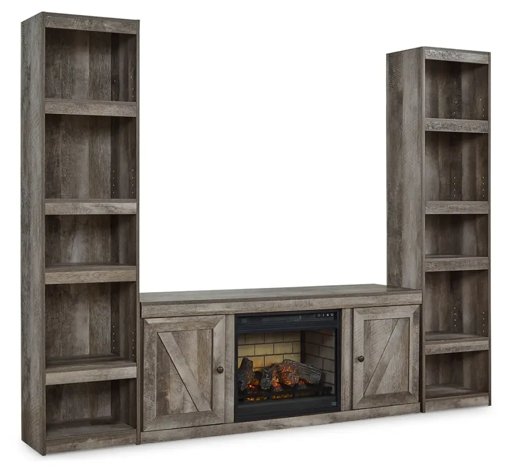 Wynnlow - 3-Piece Entertainment Center Electric Fireplace - Pewter