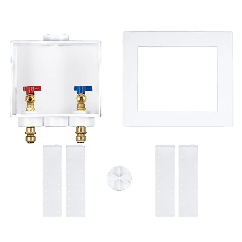 Oatey Quadtro 38300 Washing Machine Outlet Box, Polystyrene, Snow