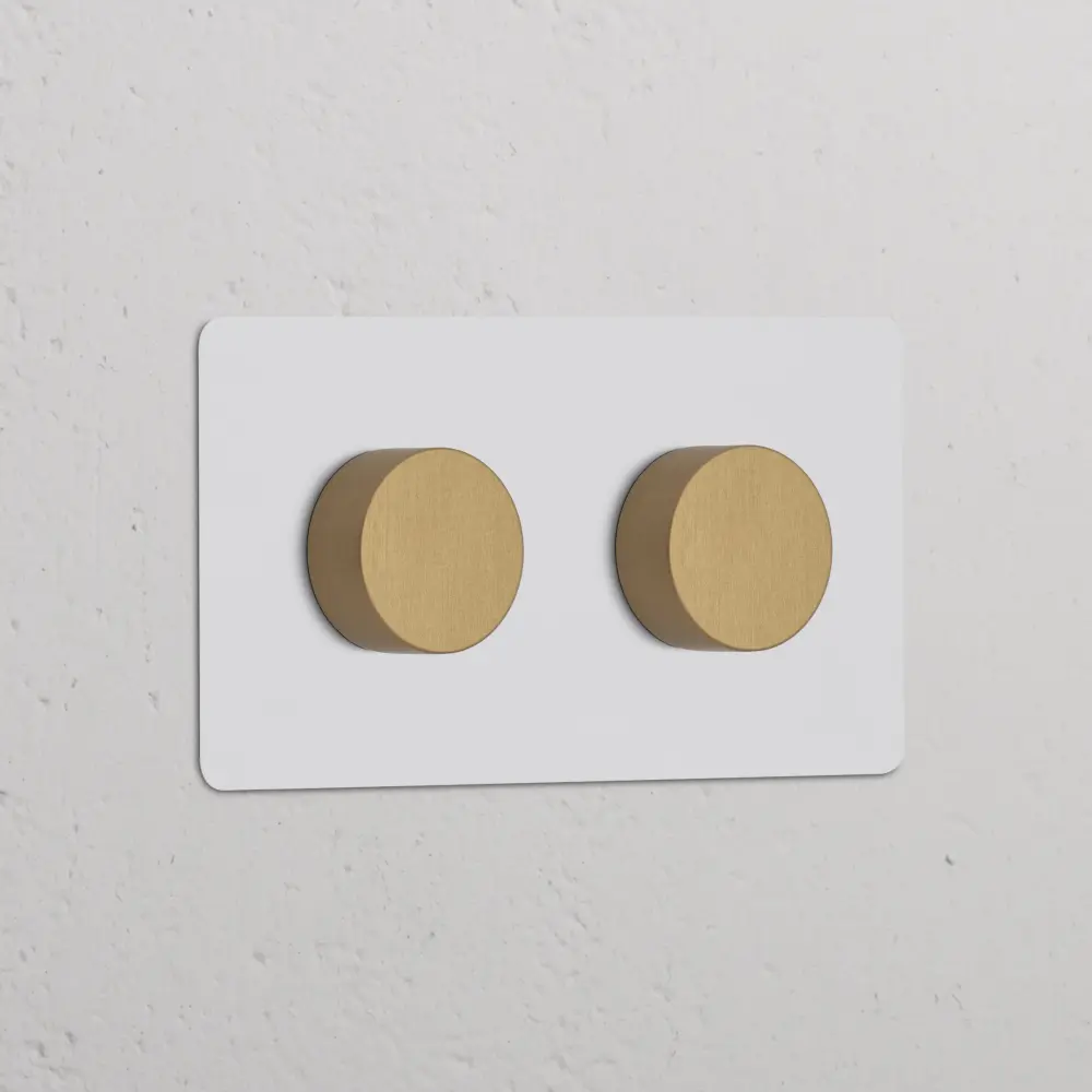 Kew Paired 2x Dimmer Switch - Paintable Antique Brass