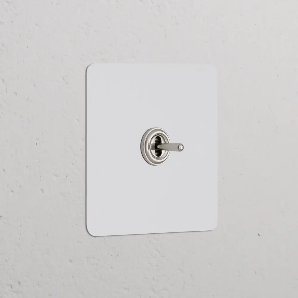 Kew Single Centre Retractive Toggle Switch - Paintable Glossy Nickel
