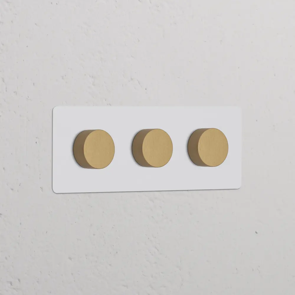 Kew Trinity 3x Multiway Dimmer Switch - Paintable Antique Brass - 600W Incandescent