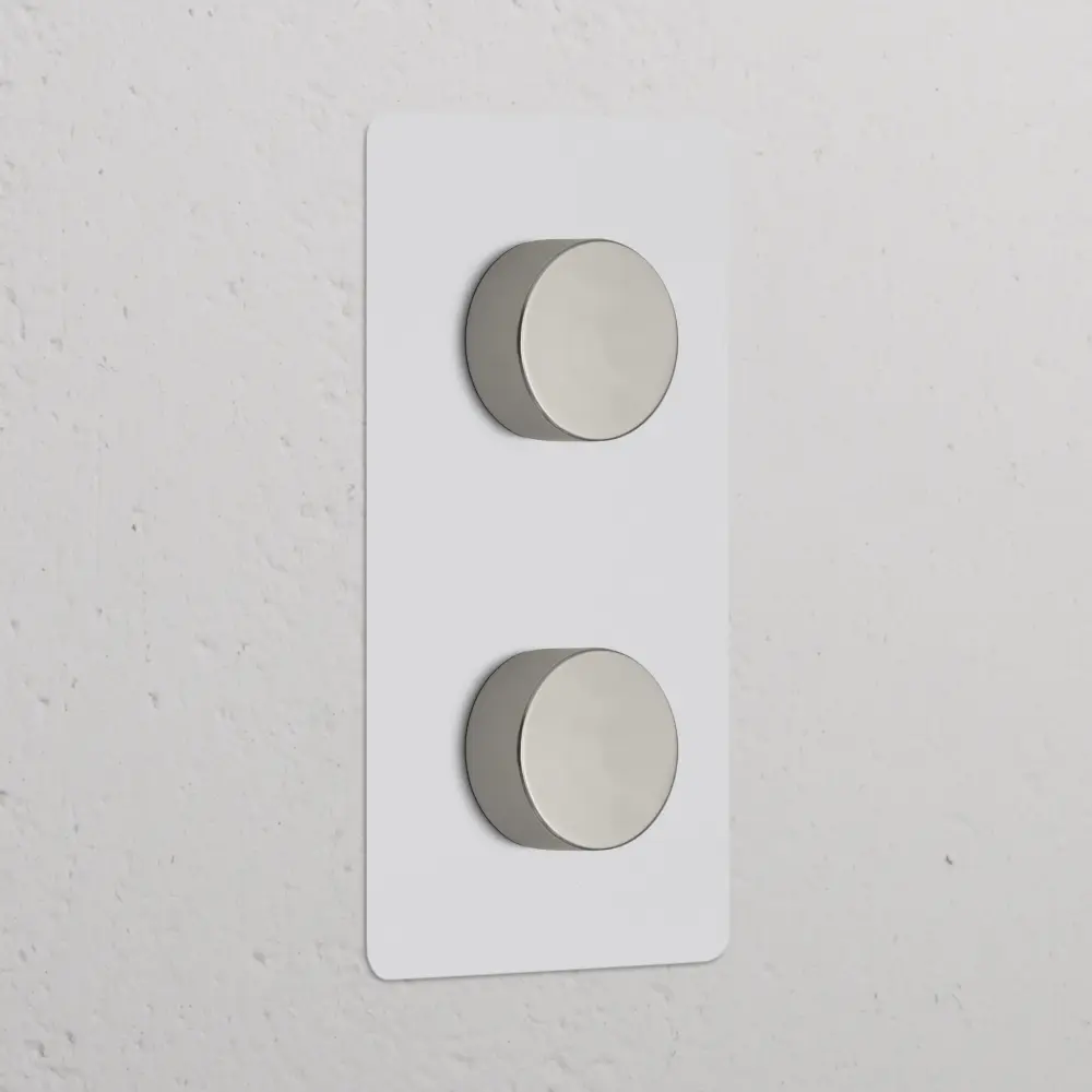 Kew Twin 2x Vertical Multiway Dimmer Switch - Paintable Polished Nickel