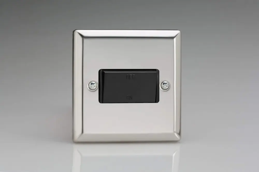 UL Listed Varilight 10A Fan Isolating Switch (3 Pole) Mirror Shiny metal XCFIB
