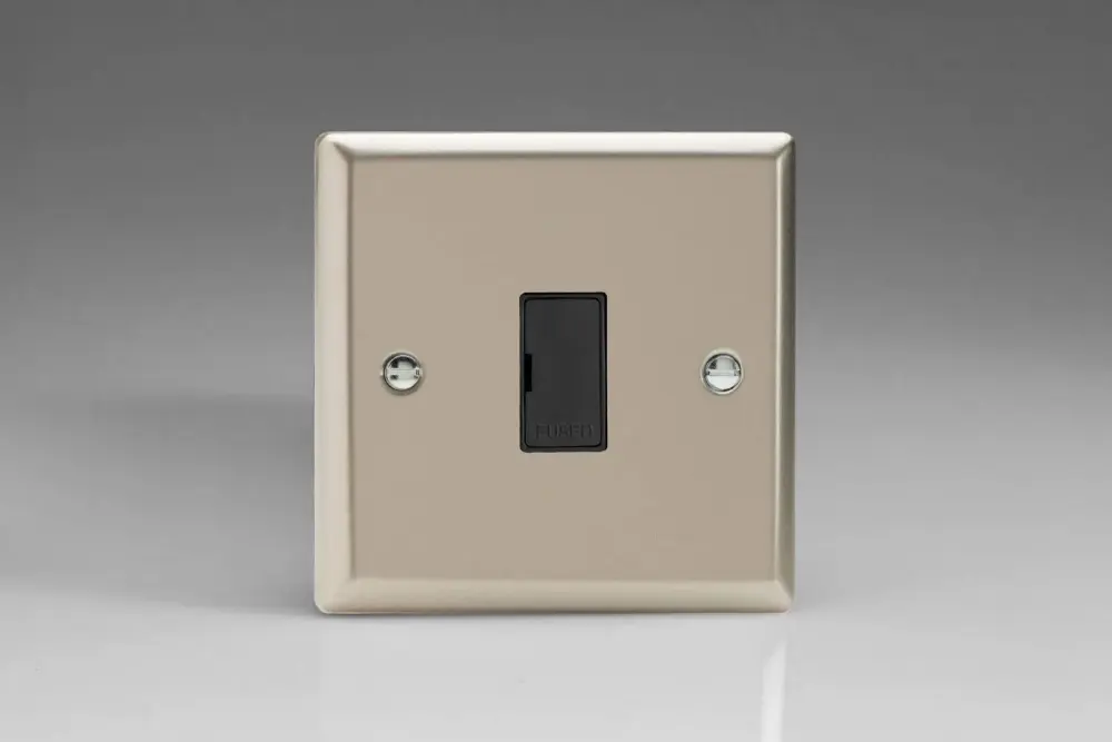 UL Listed Varilight 13A Unswitched Fused Spur Satin Shiny metal XN6UB