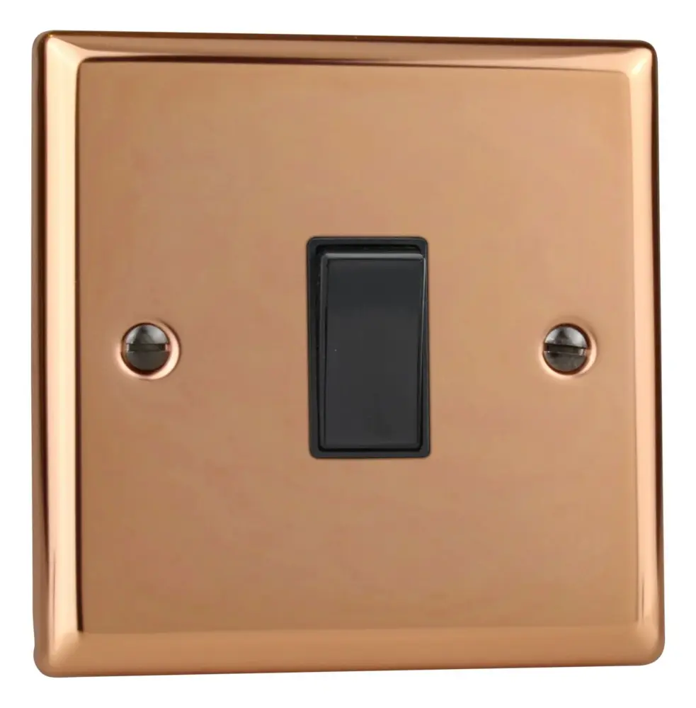 Paddle Rocker Varilight XY20B.CU Dual Pole Switch 20 Amp Polished Copper (Black Insert)