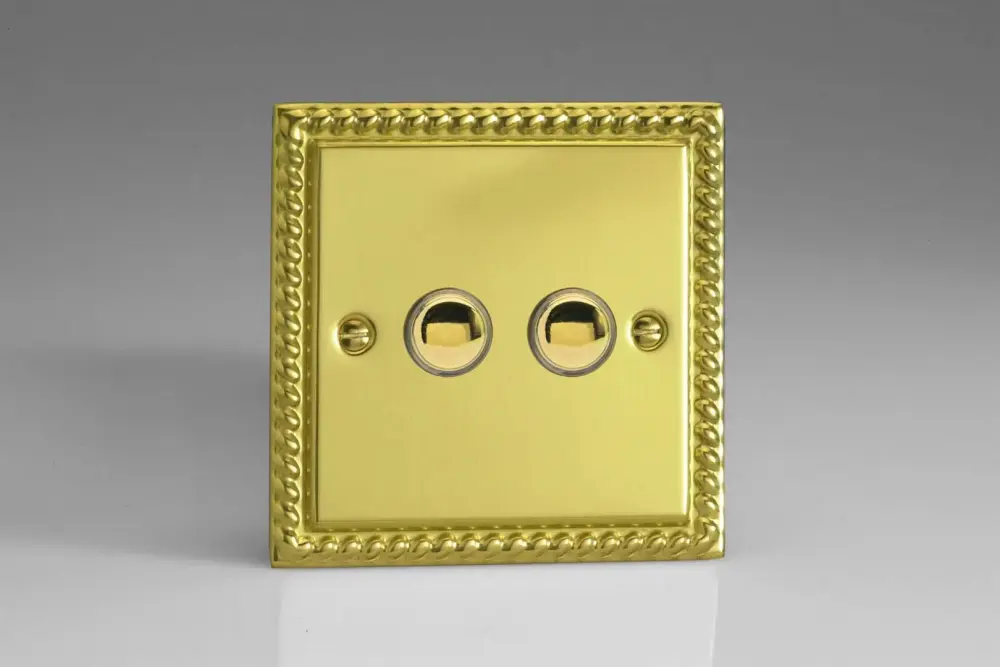 Varilight 2-Gang 6A 1-Way Push-to-Make Momentary Switch Georgian Warm alloy XGM2