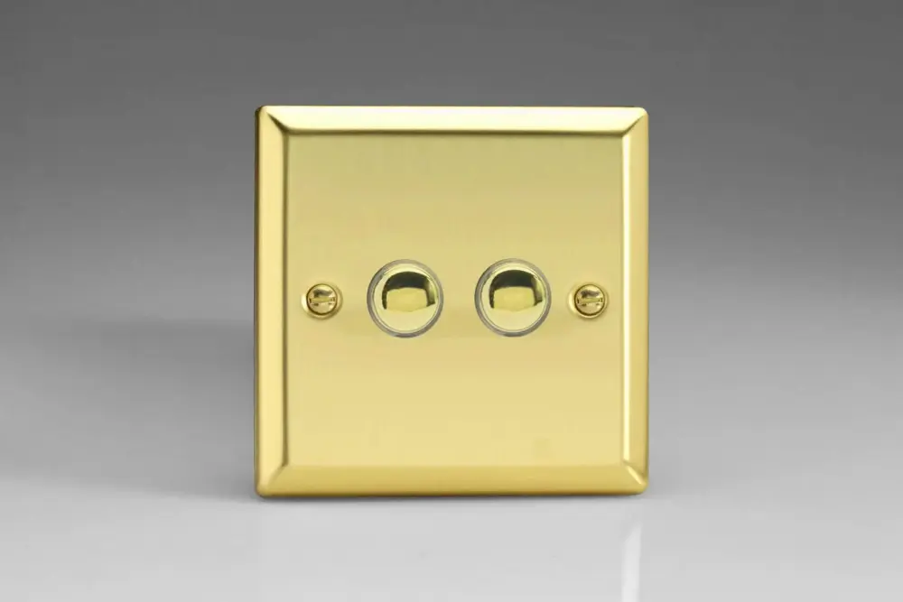 Varilight 2-Gang 6A 1-Way Push-to-Make Momentary Switch Victorian Warm alloy XVM2