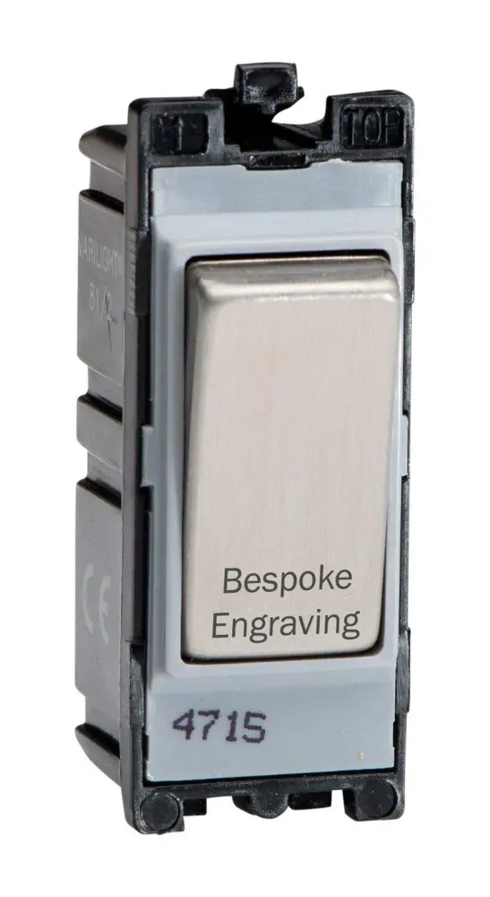Varilight Etched 20A 1-Way Double Pole Switch Bespoke Engraving PowerGrid Steel G201DS.E Remote Control