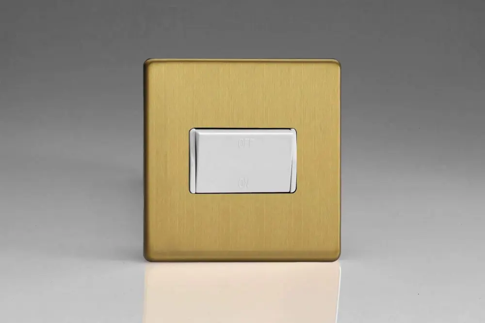Varilight Fan Isolating Switch (3 Pole) Dimension Screwless Brushed Warm alloy XDBFIWS Faceplate