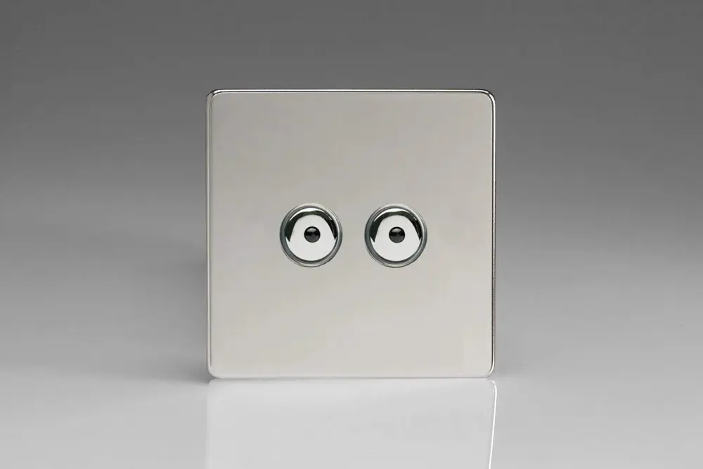 Varilight IJDCI102S Screwless Reflective Chrome 2-Gang 1-Way Remote/Touch Master LED Dimmer 0-100W