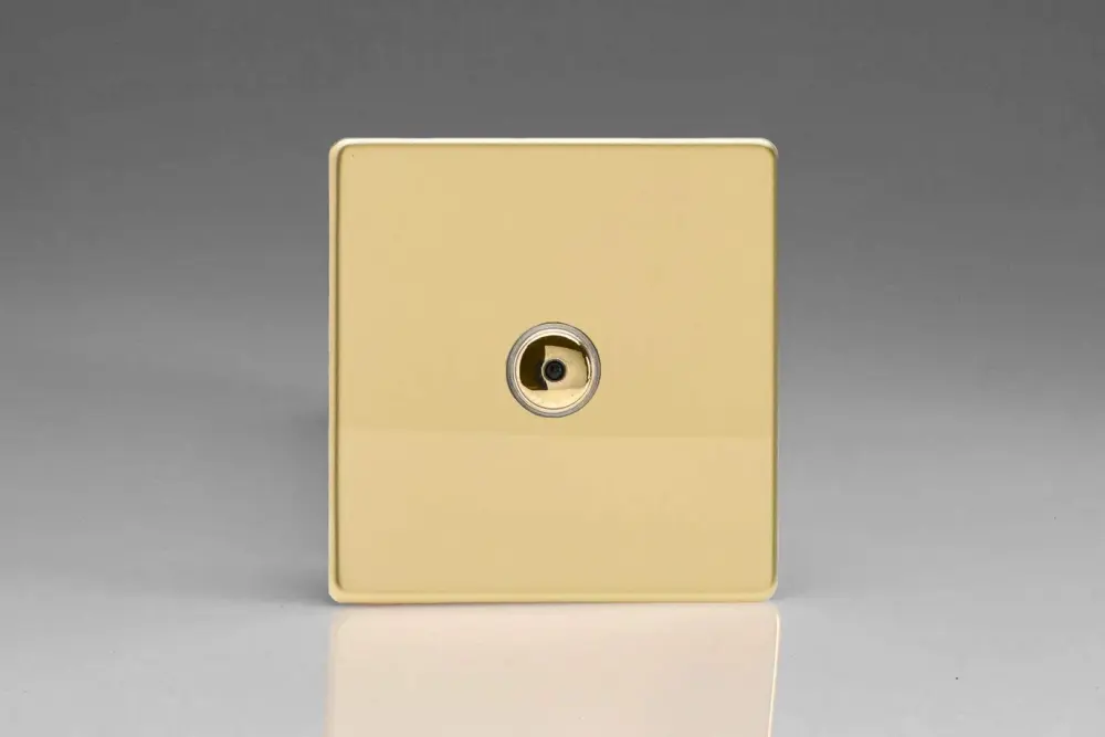 Varilight IJDVI101S Screwless Smooth Brass 1-Gang Remote/Touch Master LED Dimmer 0-100W