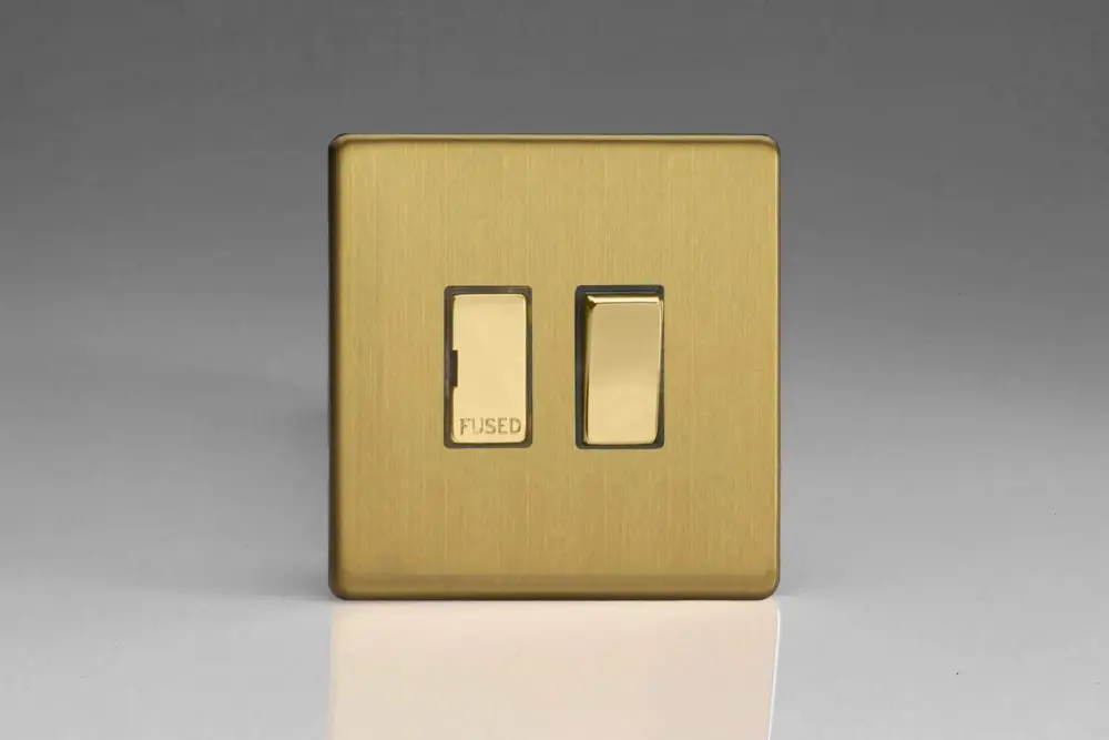 Varilight XDB6DS Switched Fuse Spur No Insert Satin-brushed Brass,86x86x30mm