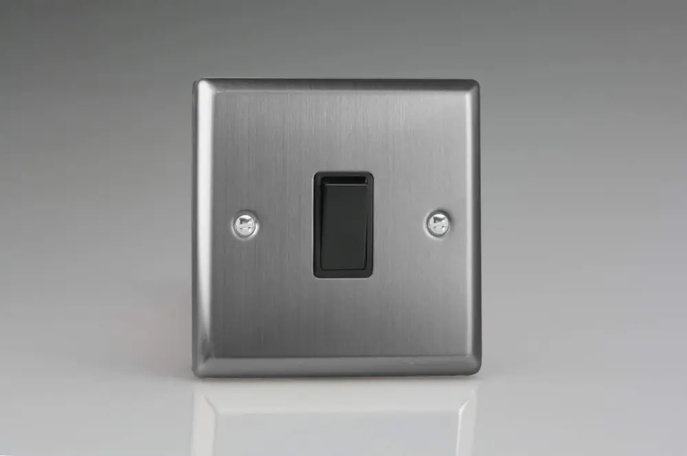 Varilight XT20B Classic Brushed Steel 1-Gang 20A Twofold Pole Switch | LED Compatible |