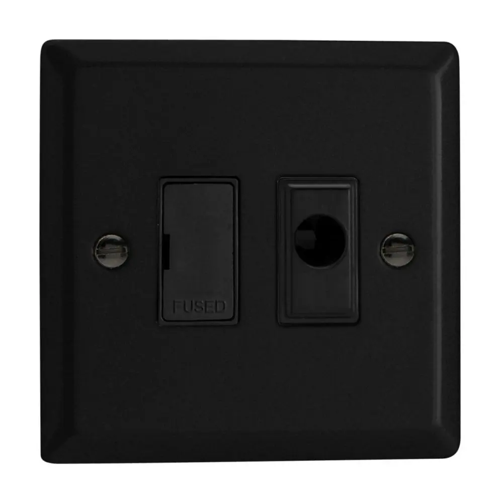 Varilight XY6UFOB.MB Urban Matt Ebony 1-Gang 13A Unswitched Fused Spur + Flex Outlet