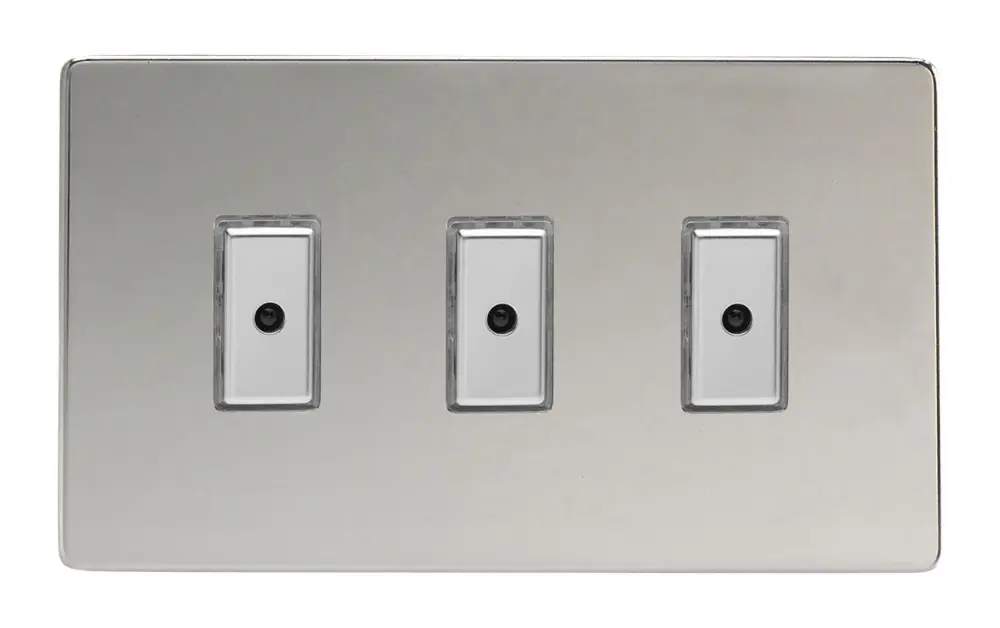 Varilight JDCE103S Dimmer Switch Polished Shiny metal 3 Gang