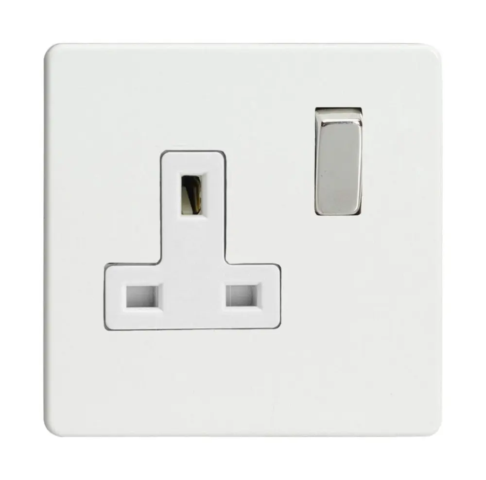 Varilight XDQ4WS 13A Socket Chromed 1-Gang Premium White