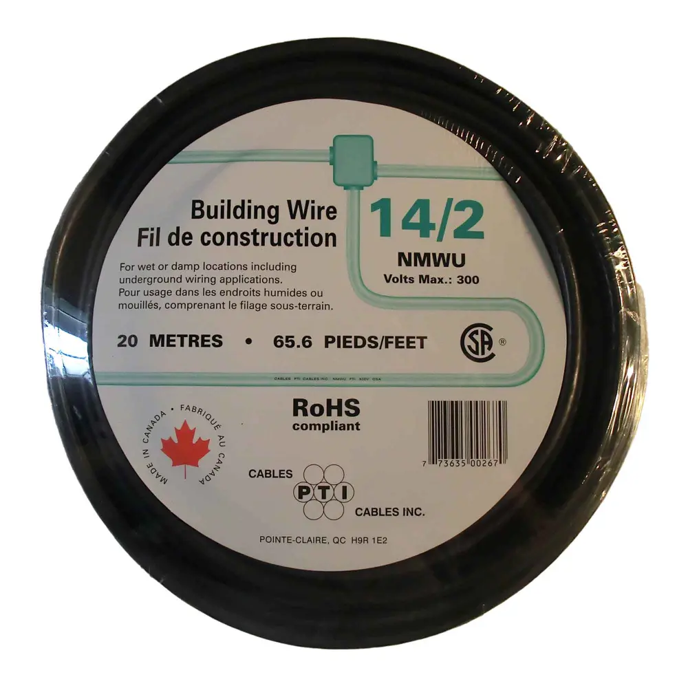 NMWU 14/2 Household Building Wire Charcoal, 20 m