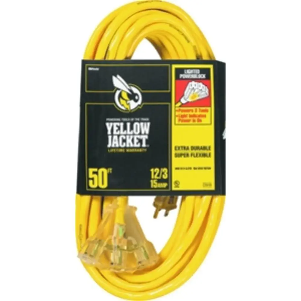 12/3, 50 FT 3 OUTLET POWER BLOCK EXTENSION CORD | 6 Outlets | 1875W |