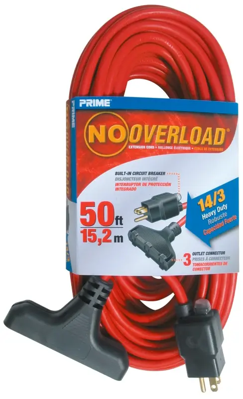 Prime CB614730 Extension Cord, 50 ft L, 15 , 125 V, Cherry