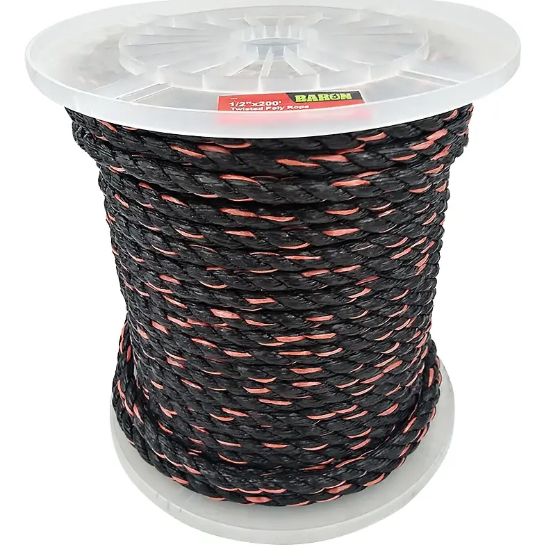 Baron 54613 Rope, 1/2 Dia, 200 ft L, 420 lb Working Load, Polypropylene, Black/Orange