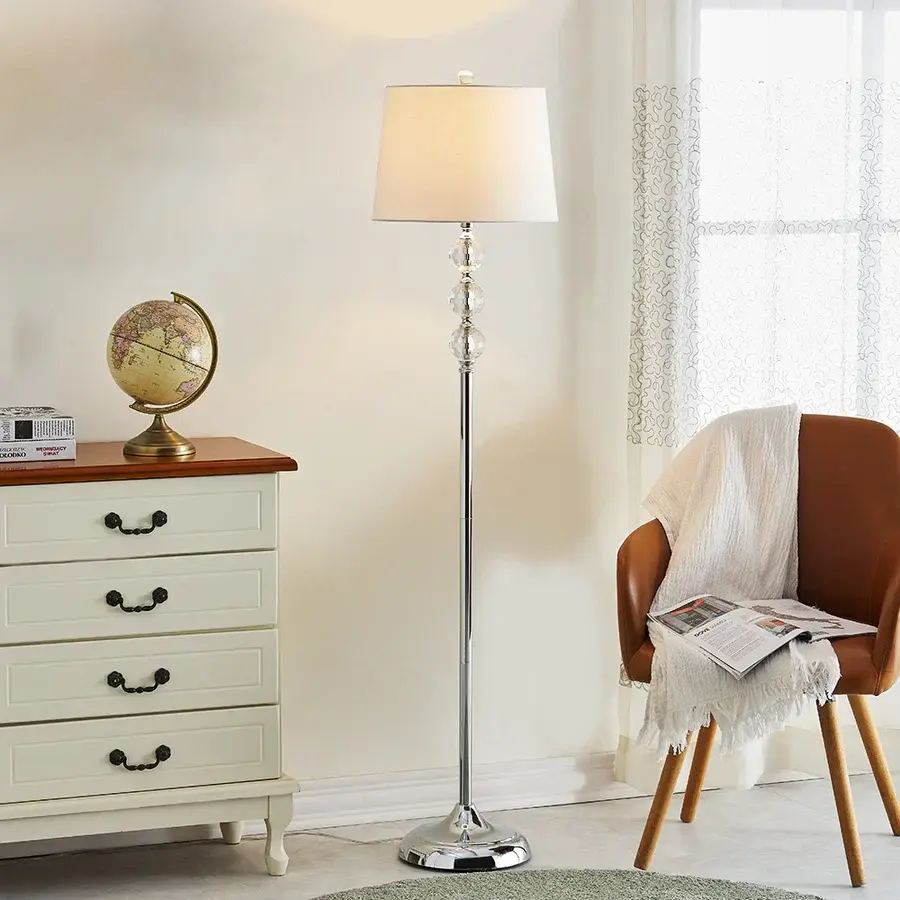 62'' Chrome/Clear/Silver Heritage Floor Lamp #F03