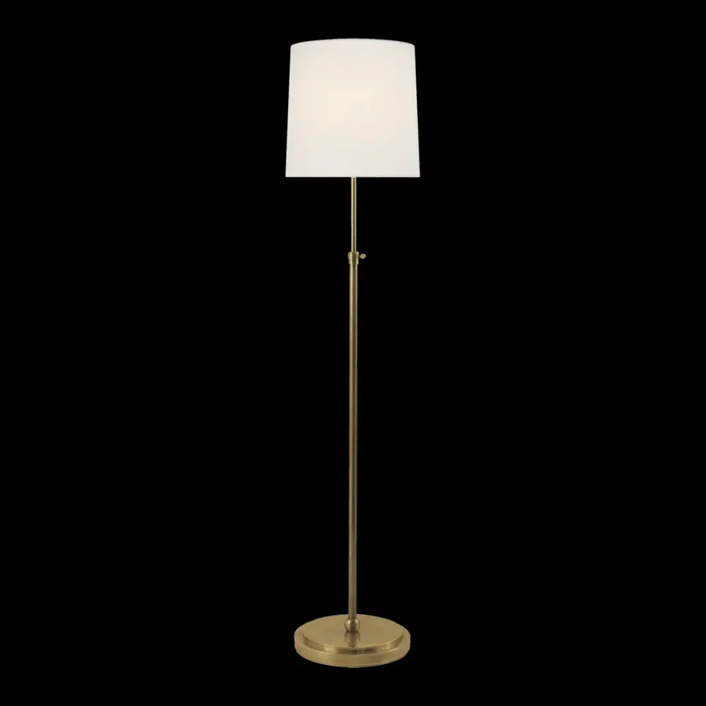 Dimmable LED Bryant Floor Lamp - Antique Brass Flax Shade