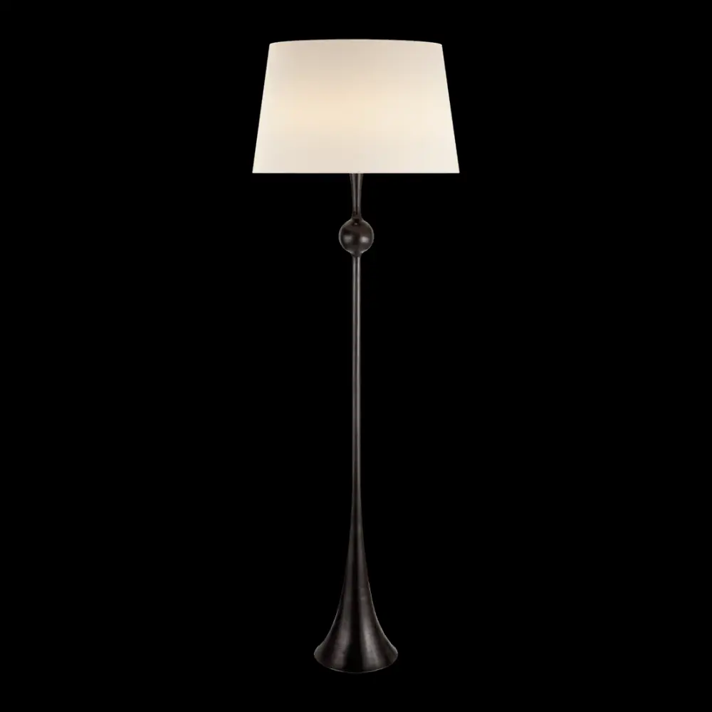 Dover Floor Lamp - Aged Iron Flax Shade