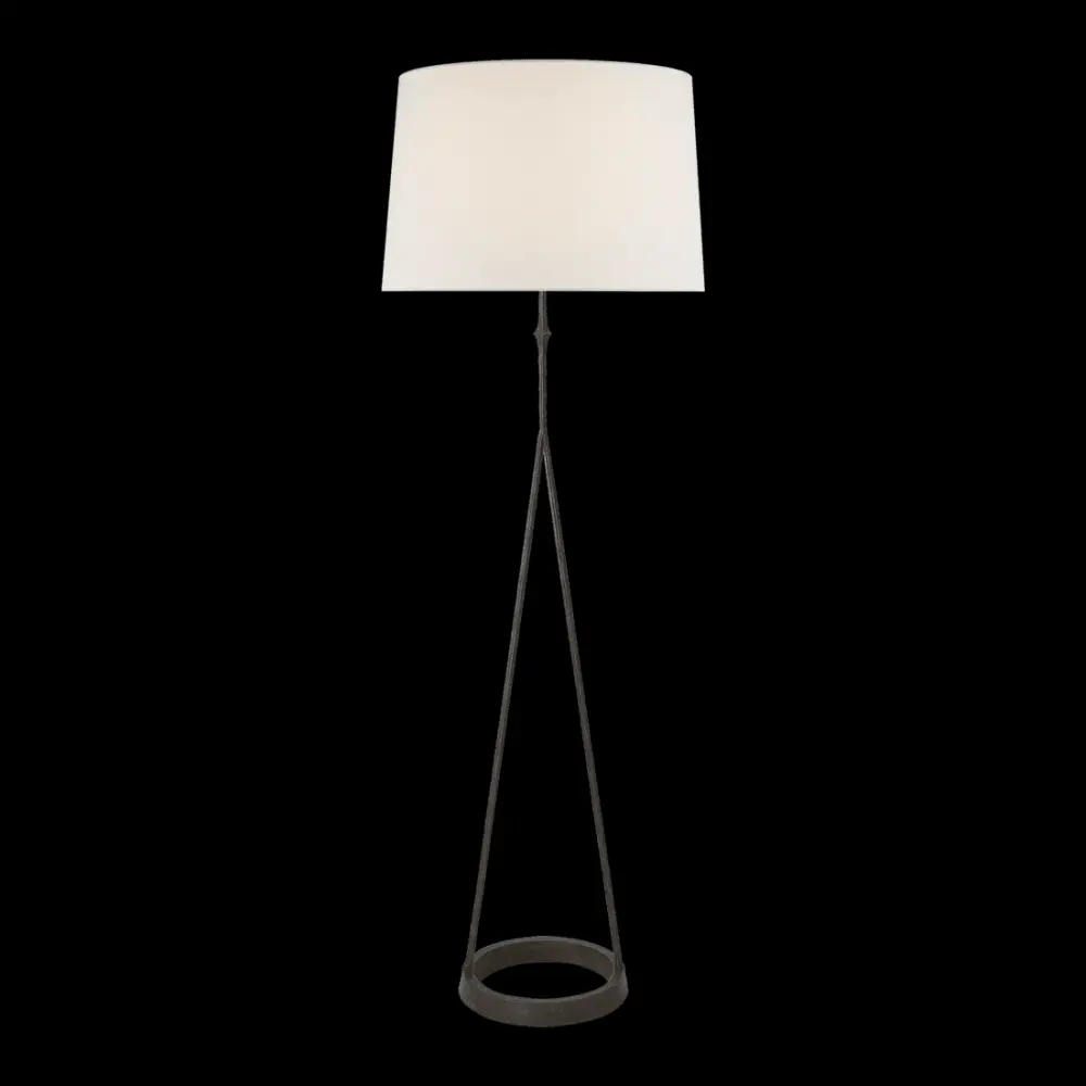 Hand Blown Glass Dauphine Floor Lamp - Aged Iron Flax Shade