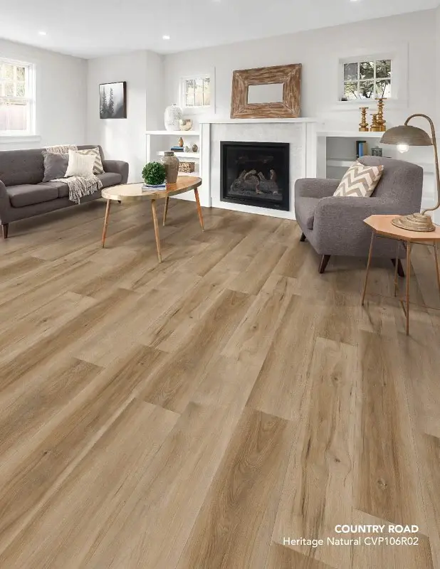 Healthier Choice Flooring CVP106R02 Flooring Plank, 60 L, 9 W, Pressed Bevel Edge, Stone Polymer Composite/Vinyl