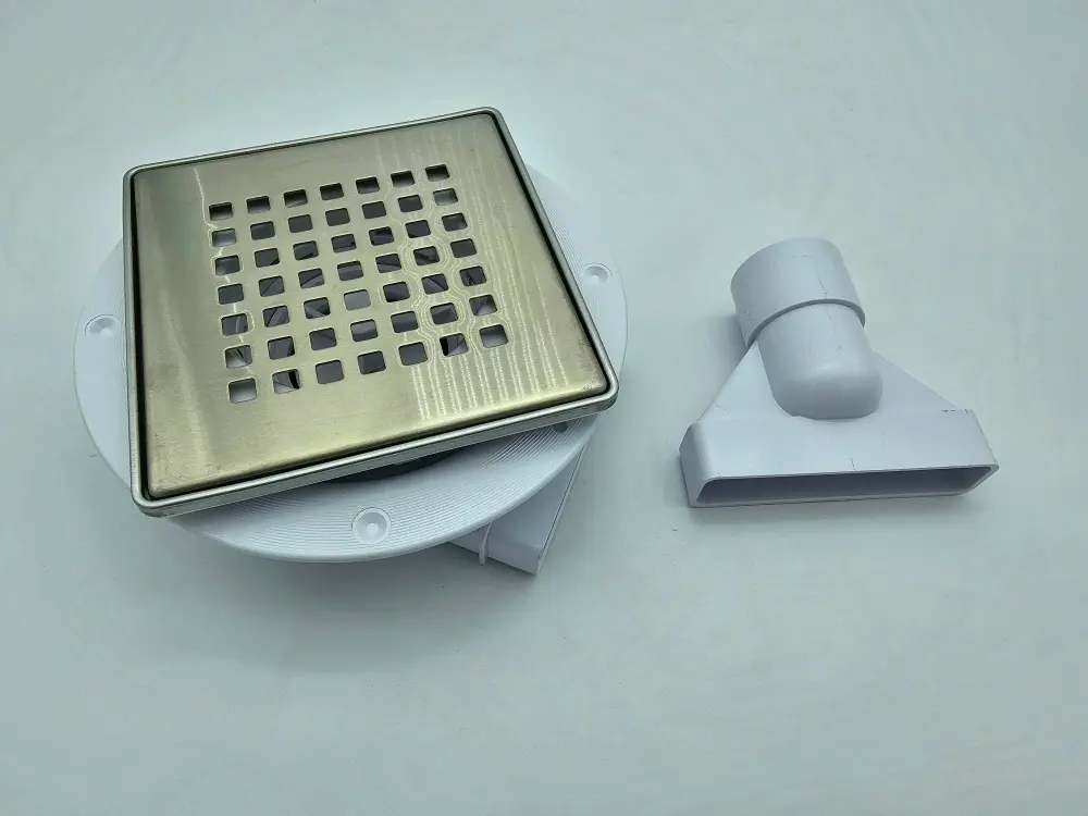 McAlpine Slimline Floor Gully Non-Return Valve 2 Piece Stainless Alloy Chequered 150Mm Tile