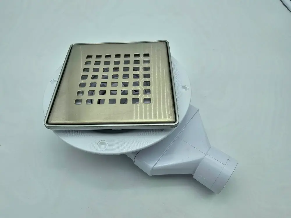 McAlpine Slimline Floor Gully Non-Return Valve 2 Piece Stainless Alloy Chequered 150Mm Tile