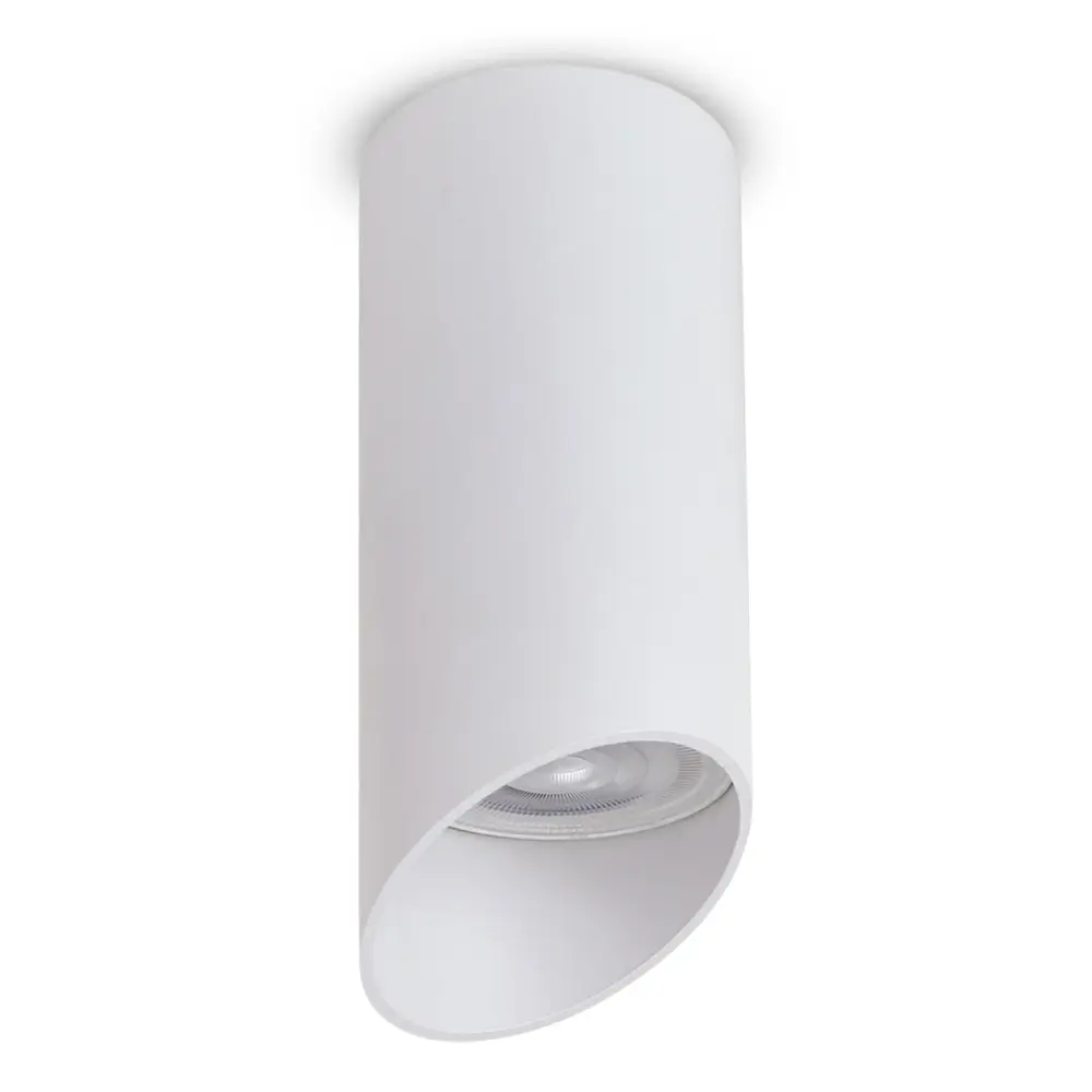 Maclean surface mount / tube luminaire, spot, round, aluminum, GU10, 55x130mm, snow, MCE360 W+LED bulb GU10 7W Maclean Ene...