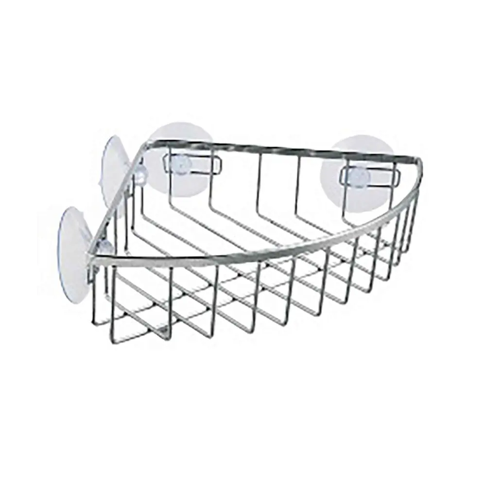 Corner Shelf Suction Cups Shower, Chromium Rust-Resistant Finish