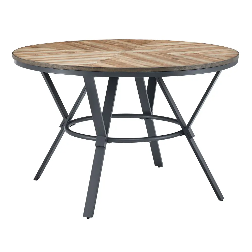 Modern Style Indoor Dining Round Table Metal Legs - Light Birch